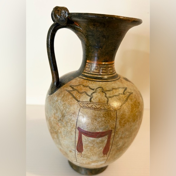 COPY Attic Oinochoe Pottery Jug Hand Painted C. Carmiris 500 B.C. Style READ‎ - Picture 2 of 9